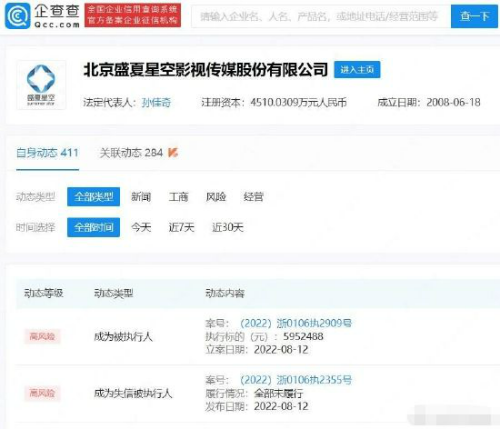 马天宇公司成失信被执行人  案件金额达655.44万元