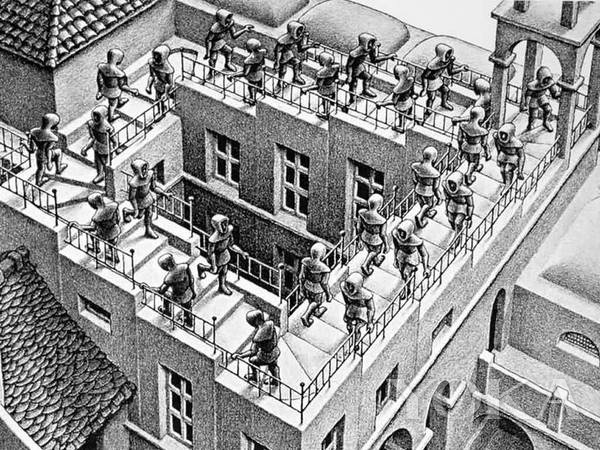 Maurits Cornelis Escher名作《上与下》局部。