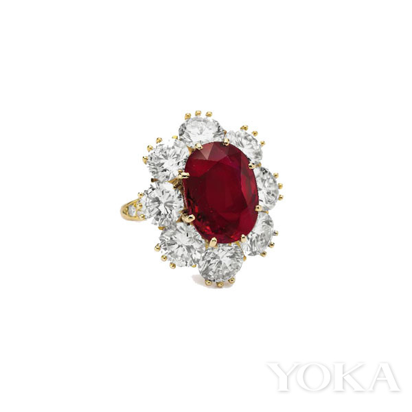 理查德·伯顿赠予伊丽莎白·泰勒的红宝石戒指，图片来自Pinterest。