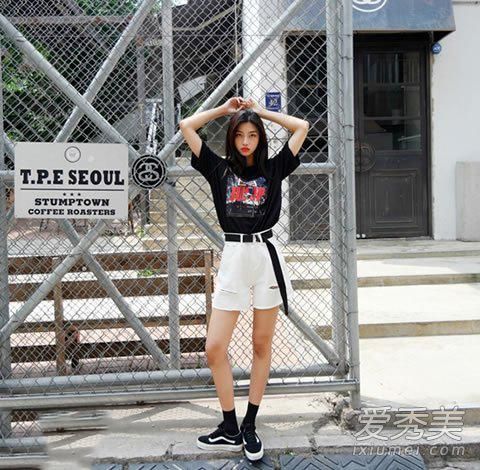 2017韩国最新街拍图片夏 夏季流行牛仔短裤搭配