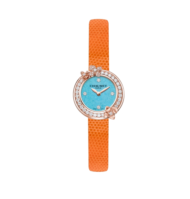 CHAUMET Hortensia Eden 绣球花伊甸园绿松石腕表，售价11万3。