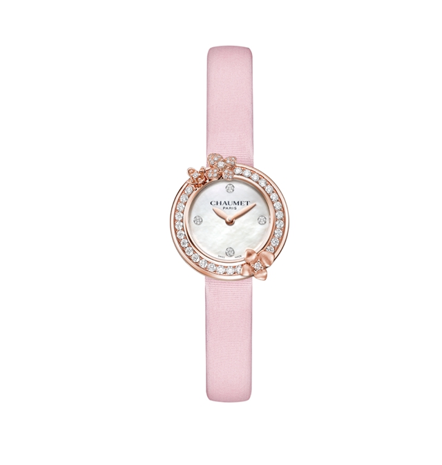 CHAUMET Hortensia Eden 绣球花伊甸园珍珠母贝腕表，售价9万1。