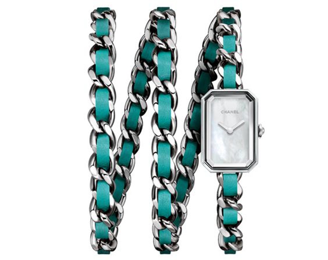 PREMIèRE ROCK粉蓝色表链腕表，限量发行1000只，售价：RMB 39,600。
