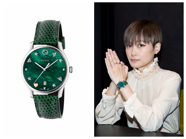 李宇春试戴GUCCI G-Timeless系列腕表，图片来源GUCCI。
