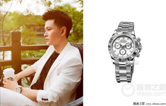 黄宥明佩带劳力士世界计型迪通拿系列116520-78590 白盘腕表(白钢迪)