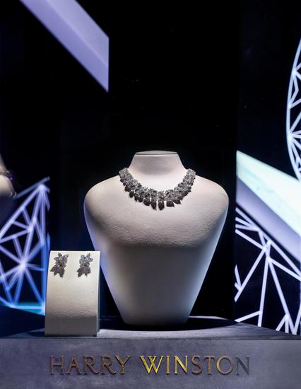 海瑞温斯顿经典锦簇Winston Cluster高档珠宝系列钻石项链、耳环