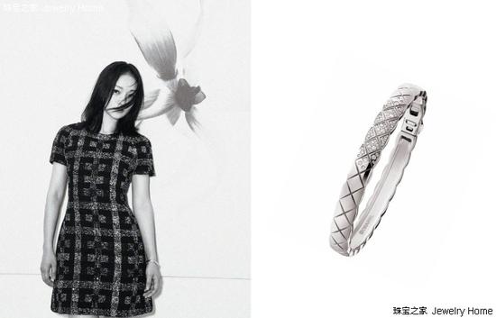Chanel 香奈儿 COCO CRUSH系列手镯 18K白金、钻石 价格：RMB 77，500