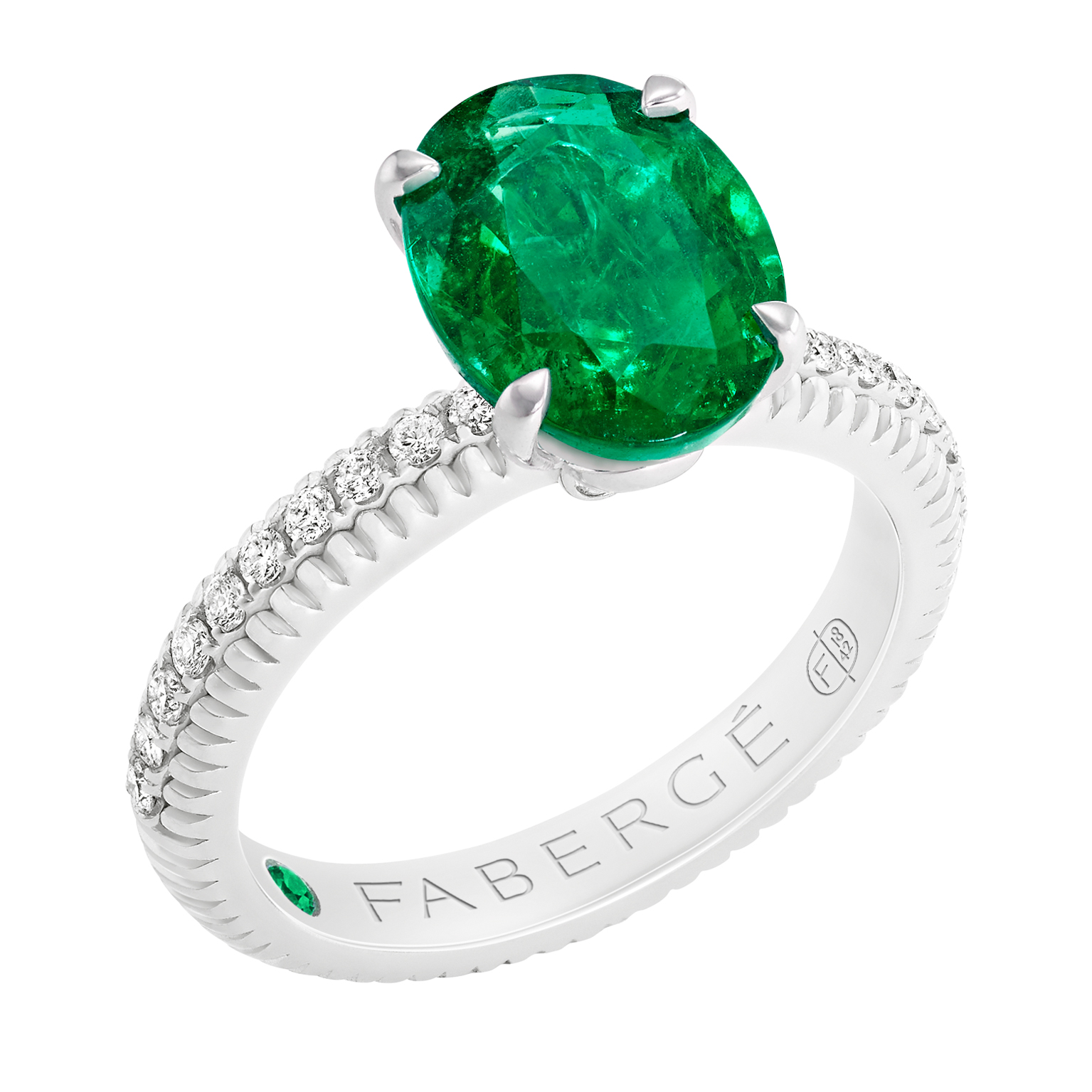 Fabergé法贝热三色之爱系列祖母绿戒指